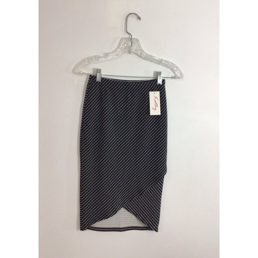 Stripe Black Midi Skirt Womens Small New